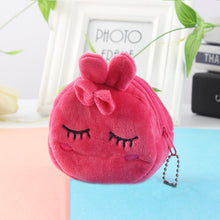Load image into Gallery viewer, 2pcs Children Cartoon Plush Three-dimensional Key Coin Purse, Panda, Shy Rabbit, Strawberry Rabbit, Shy Bear, Yellow Duckling, Chick, Black Rabbit, Red Strawberry, Red Cat Eagle, Blue Panda, Ladybug, Frog