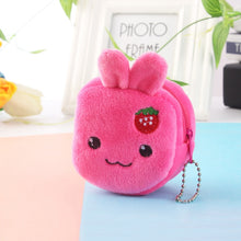 Load image into Gallery viewer, 2pcs Children Cartoon Plush Three-dimensional Key Coin Purse, Panda, Shy Rabbit, Strawberry Rabbit, Shy Bear, Yellow Duckling, Chick, Black Rabbit, Red Strawberry, Red Cat Eagle, Blue Panda, Ladybug, Frog