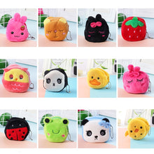 Load image into Gallery viewer, 2pcs Children Cartoon Plush Three-dimensional Key Coin Purse, Panda, Shy Rabbit, Strawberry Rabbit, Shy Bear, Yellow Duckling, Chick, Black Rabbit, Red Strawberry, Red Cat Eagle, Blue Panda, Ladybug, Frog