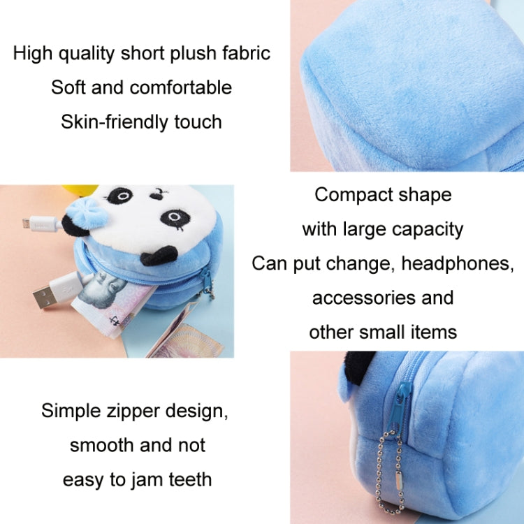 2pcs Children Cartoon Plush Three-dimensional Key Coin Purse, Panda, Shy Rabbit, Strawberry Rabbit, Shy Bear, Yellow Duckling, Chick, Black Rabbit, Red Strawberry, Red Cat Eagle, Blue Panda, Ladybug, Frog