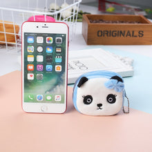 Load image into Gallery viewer, 2pcs Children Cartoon Plush Three-dimensional Key Coin Purse, Panda, Shy Rabbit, Strawberry Rabbit, Shy Bear, Yellow Duckling, Chick, Black Rabbit, Red Strawberry, Red Cat Eagle, Blue Panda, Ladybug, Frog