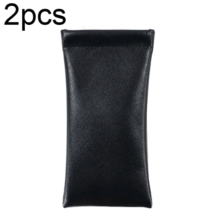 D8649-240 2pcs PU Leather Bullet Portable Waterproof Glasses Storage Bag