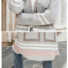 Load image into Gallery viewer, Female Windbreaker Jacket Striped Hooded Plaid Knit Cardigan, S, M, L, XL