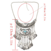 Load image into Gallery viewer, Exaggerated Necklace Tassel Vintage Female Alloy Plated Collarbone Chain, Green, Black, Blue, Black 1, Blue 1, Red, Black 2, Blue 2, Red 1