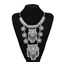 Load image into Gallery viewer, Exaggerated Necklace Tassel Vintage Female Alloy Plated Collarbone Chain, Green, Black, Blue, Black 1, Blue 1, Red, Black 2, Blue 2, Red 1