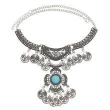Load image into Gallery viewer, Exaggerated Necklace Tassel Vintage Female Alloy Plated Collarbone Chain, Green, Black, Blue, Black 1, Blue 1, Red, Black 2, Blue 2, Red 1