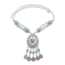 Load image into Gallery viewer, Exaggerated Necklace Tassel Vintage Female Alloy Plated Collarbone Chain, Green, Black, Blue, Black 1, Blue 1, Red, Black 2, Blue 2, Red 1