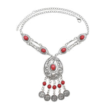 Load image into Gallery viewer, Exaggerated Necklace Tassel Vintage Female Alloy Plated Collarbone Chain, Green, Black, Blue, Black 1, Blue 1, Red, Black 2, Blue 2, Red 1