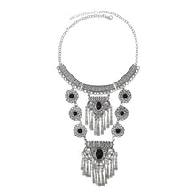 Load image into Gallery viewer, Exaggerated Necklace Tassel Vintage Female Alloy Plated Collarbone Chain, Green, Black, Blue, Black 1, Blue 1, Red, Black 2, Blue 2, Red 1