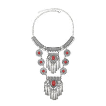 Load image into Gallery viewer, Exaggerated Necklace Tassel Vintage Female Alloy Plated Collarbone Chain, Green, Black, Blue, Black 1, Blue 1, Red, Black 2, Blue 2, Red 1