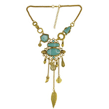 Load image into Gallery viewer, Exaggerated Openwork Pattern With Turquoise Alloy Stones Necklace, Necklace(Gold), Necklace(Silver)