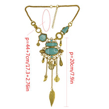 Load image into Gallery viewer, Exaggerated Openwork Pattern With Turquoise Alloy Stones Necklace, Necklace(Gold), Necklace(Silver)