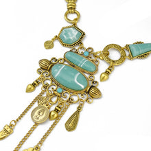 Load image into Gallery viewer, Exaggerated Openwork Pattern With Turquoise Alloy Stones Necklace, Necklace(Gold), Necklace(Silver)