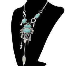 Load image into Gallery viewer, Exaggerated Openwork Pattern With Turquoise Alloy Stones Necklace, Necklace(Gold), Necklace(Silver)