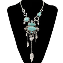Load image into Gallery viewer, Exaggerated Openwork Pattern With Turquoise Alloy Stones Necklace, Necklace(Gold), Necklace(Silver)