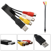 Load image into Gallery viewer, USB to 3 RCA Bus 1 Male 3 Female AV Audio Cable, 25cm, 1.5m