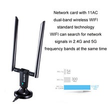 Load image into Gallery viewer, 1200m Wireless Network Card 802.11AC USB3.0 Dual Frequency 2.4G/5.8G WiFi Receiver, 1200m USB3.0