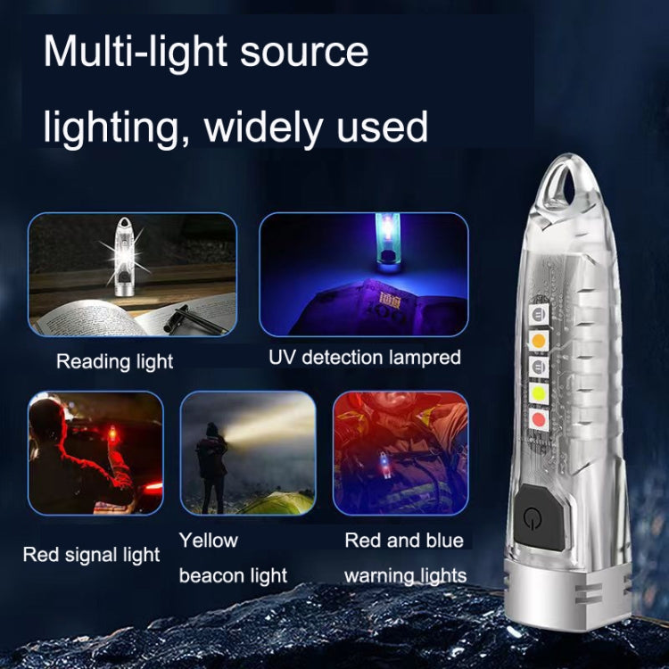 V1 Keychain Lantern Mini Light Flashlight Multifunctional Outdoor Home Flashlight, V1 Transparent White, V1 Transparent Pink