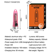 Load image into Gallery viewer, V1 Keychain Lantern Mini Light Flashlight Multifunctional Outdoor Home Flashlight, V1 Transparent White, V1 Transparent Pink