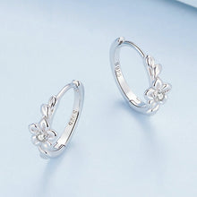 Load image into Gallery viewer, Sterling Silver S925 Small Flower Vine Plated Platinum Zircon Earrings, BSE767