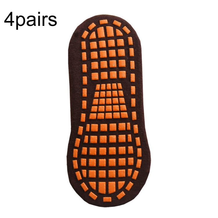 4pairs Trampoline Socks Dotted Rubber Non-slip Floor Socks Yoga Socks, 1-5 Years Old, 5-12 Years Old, Adult 35-43 Yards