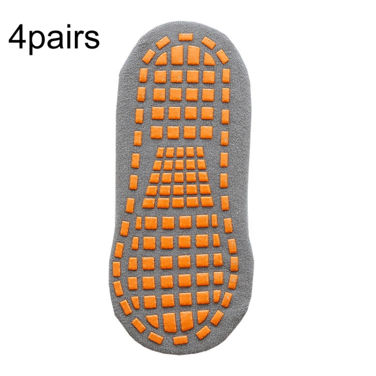 4pairs Trampoline Socks Dotted Rubber Non-slip Floor Socks Yoga Socks, 1-5 Years Old, 5-12 Years Old, Adult 35-43 Yards