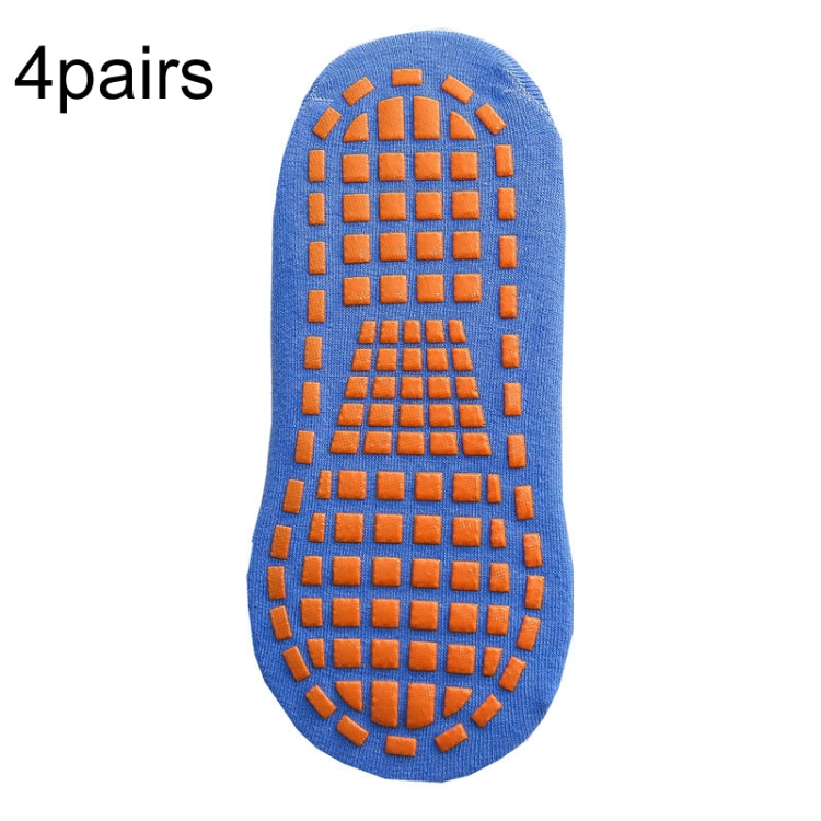 4pairs Trampoline Socks Dotted Rubber Non-slip Floor Socks Yoga Socks, 1-5 Years Old, 5-12 Years Old, Adult 35-43 Yards