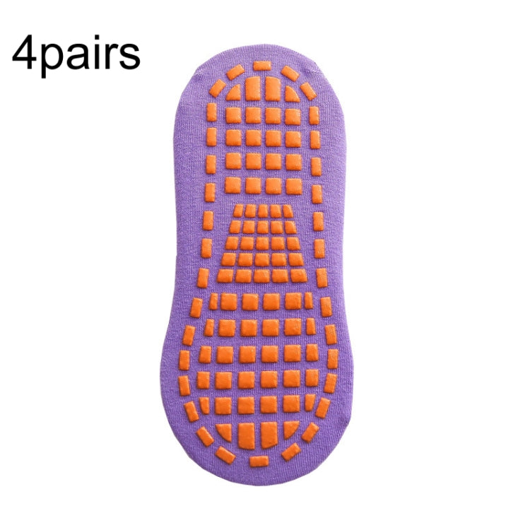 4pairs Trampoline Socks Dotted Rubber Non-slip Floor Socks Yoga Socks, 1-5 Years Old, 5-12 Years Old, Adult 35-43 Yards