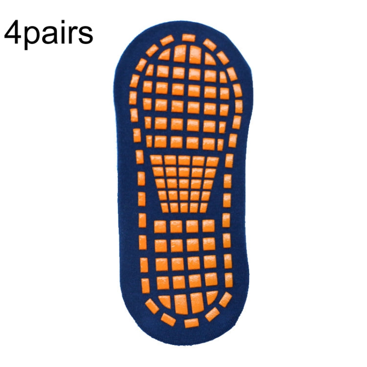 4pairs Trampoline Socks Dotted Rubber Non-slip Floor Socks Yoga Socks, 1-5 Years Old, 5-12 Years Old, Adult 35-43 Yards
