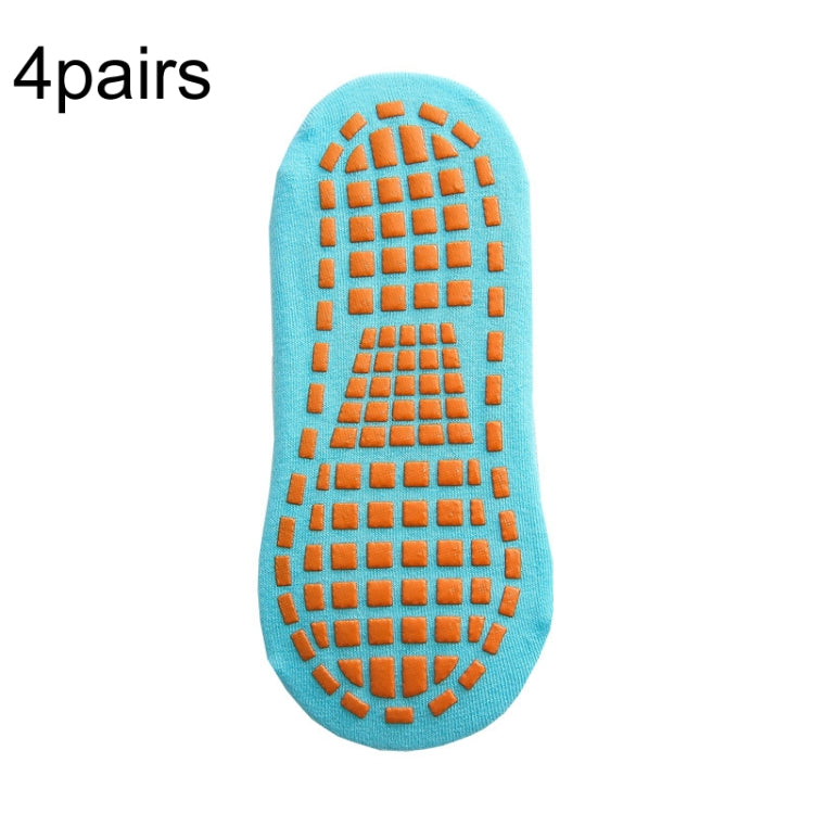 4pairs Trampoline Socks Dotted Rubber Non-slip Floor Socks Yoga Socks, 1-5 Years Old, 5-12 Years Old, Adult 35-43 Yards