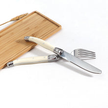 Load image into Gallery viewer, Stainless Steel Knife Fork Spoon Set Plastic Handle Western Tableware, 3 In 1, 4 In 1, 6 Knives, 6 Forks, 6 Spoons, 6 Tea Spoons