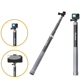 TELESIN 1.2m Carbon Fiber Monopod Selfie Stick With 1/4 Screw For DJI, Insta360, GoPro and Other Action Cameras, 1.2m