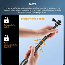 Load image into Gallery viewer, TELESIN 1.2m Carbon Fiber Monopod Selfie Stick With 1/4 Screw For Action Cameras, 1.2m