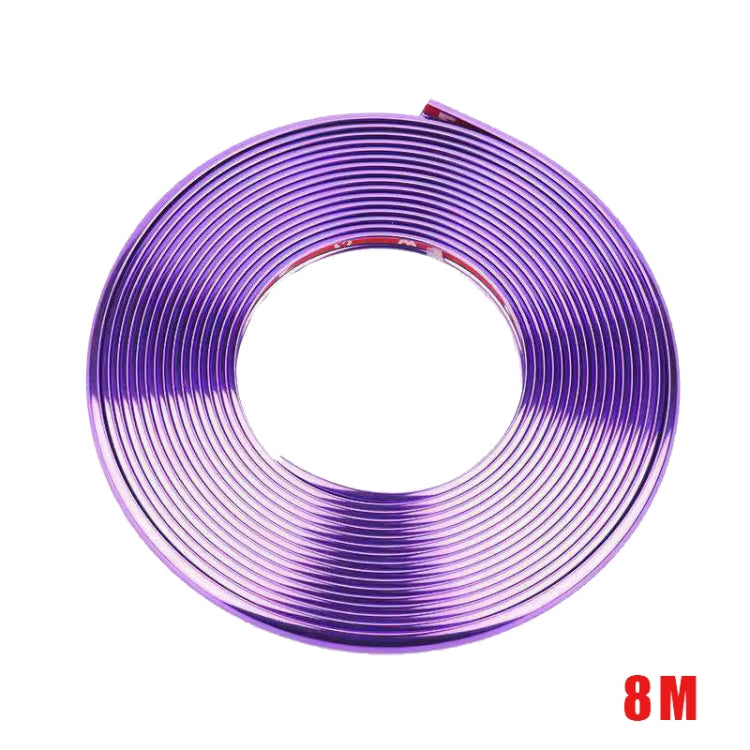 W12 8m/roll Car Universal Reflective Wheel Electroplating Decorative Strip, 1roll Electroplating Blue, 1roll Electroplating Gold, 1roll Electroplating Silver, 1roll Electroplating Purple, 1roll Electroplating Red