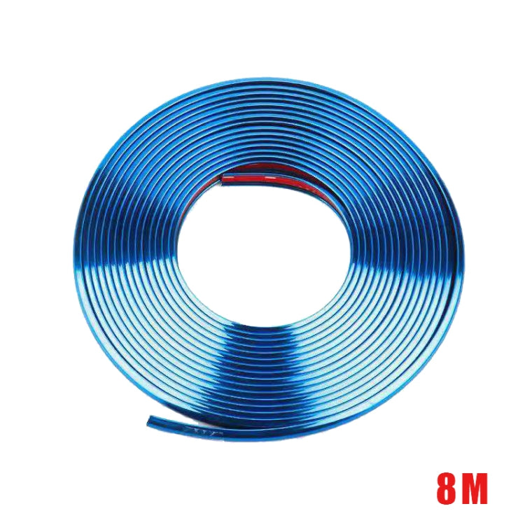 W12 8m/roll Car Universal Reflective Wheel Electroplating Decorative Strip, 1roll Electroplating Blue, 1roll Electroplating Gold, 1roll Electroplating Silver, 1roll Electroplating Purple, 1roll Electroplating Red