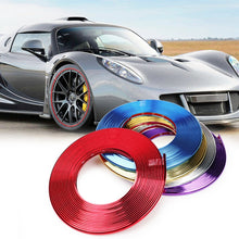 Load image into Gallery viewer, W12 8m/roll Car Universal Reflective Wheel Electroplating Decorative Strip, 1roll Electroplating Blue, 1roll Electroplating Gold, 1roll Electroplating Silver, 1roll Electroplating Purple, 1roll Electroplating Red