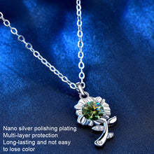 Load image into Gallery viewer, XMA033 925 Silver Necklace Moissanite Sunflower Flower Pendant Jewelry, Green, White, Champagne Yellow