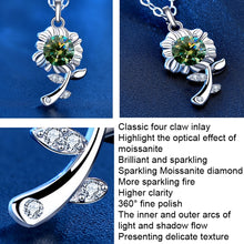 Load image into Gallery viewer, XMA033 925 Silver Necklace Moissanite Sunflower Flower Pendant Jewelry, Green, White, Champagne Yellow