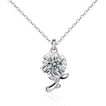 Load image into Gallery viewer, XMA033 925 Silver Necklace Moissanite Sunflower Flower Pendant Jewelry, Green, White, Champagne Yellow
