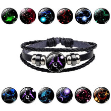 Load image into Gallery viewer, Twelve Constellations Multilayer Beaded Cowhide Bracelet, Style: Virgo Ordinary, Bracelet Taurus Ordinary, Bracelet Taurus Luminous, Bracelet Aquarius Ordinary, Bracelet Aquarius Luminous, Bracelet Leo Ordinary, Bracelet Libra Luminous                 ...