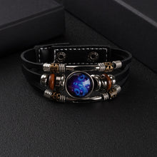 Load image into Gallery viewer, Twelve Constellations Night Light Leather Rope Bracelet Woven Beads Bracelet, Style:, Aquarius, Pisces, Aries, Taurus, Gemini, Cancer, Leo, Virgo, Heaven, Scorpio, Sagittarius, Capricorn