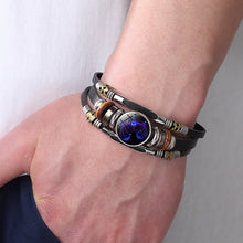 Load image into Gallery viewer, Twelve Constellations Night Light Leather Rope Bracelet Woven Beads Bracelet, Style:, Aquarius, Pisces, Aries, Taurus, Gemini, Cancer, Leo, Virgo, Heaven, Scorpio, Sagittarius, Capricorn
