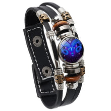Load image into Gallery viewer, Twelve Constellations Night Light Leather Rope Bracelet Woven Beads Bracelet, Style:, Aquarius, Pisces, Aries, Taurus, Gemini, Cancer, Leo, Virgo, Heaven, Scorpio, Sagittarius, Capricorn