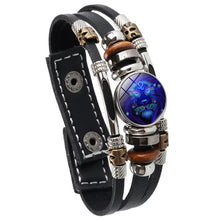 Load image into Gallery viewer, Twelve Constellations Night Light Leather Rope Bracelet Woven Beads Bracelet, Style:, Aquarius, Pisces, Aries, Taurus, Gemini, Cancer, Leo, Virgo, Heaven, Scorpio, Sagittarius, Capricorn