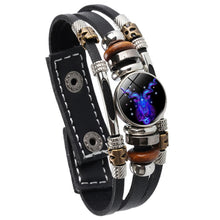 Load image into Gallery viewer, Twelve Constellations Night Light Leather Rope Bracelet Woven Beads Bracelet, Style:, Aquarius, Pisces, Aries, Taurus, Gemini, Cancer, Leo, Virgo, Heaven, Scorpio, Sagittarius, Capricorn