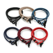 Load image into Gallery viewer, 5pcs Whale Tail Braided Hand Rope Double Live Buckle Adjustable Bracelet, 5pcs Light Blue, 5pcs Beige, 5pcs Pink, 5pcs Yellow, 5pcs Red Wine, 5pcs Navy, 5pcs Khaki, 5pcs Red, 5pcs Black