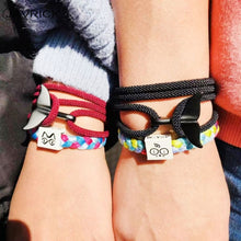 Load image into Gallery viewer, 5pcs Whale Tail Braided Hand Rope Double Live Buckle Adjustable Bracelet, 5pcs Light Blue, 5pcs Beige, 5pcs Pink, 5pcs Yellow, 5pcs Red Wine, 5pcs Navy, 5pcs Khaki, 5pcs Red, 5pcs Black