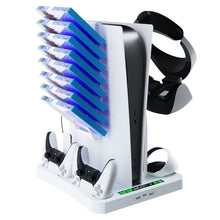 Load image into Gallery viewer, For PS5 ipaly Host Multifunctional Cooling Base VR2 Handle Charging Stand Disc Storage Rack, HBP-6478