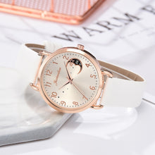 Load image into Gallery viewer, Ladies Moon Pattern Dial PU Strap Quartz Watch