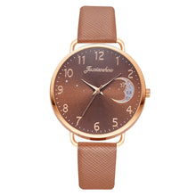 Load image into Gallery viewer, Ladies Moon Pattern Dial PU Strap Quartz Watch